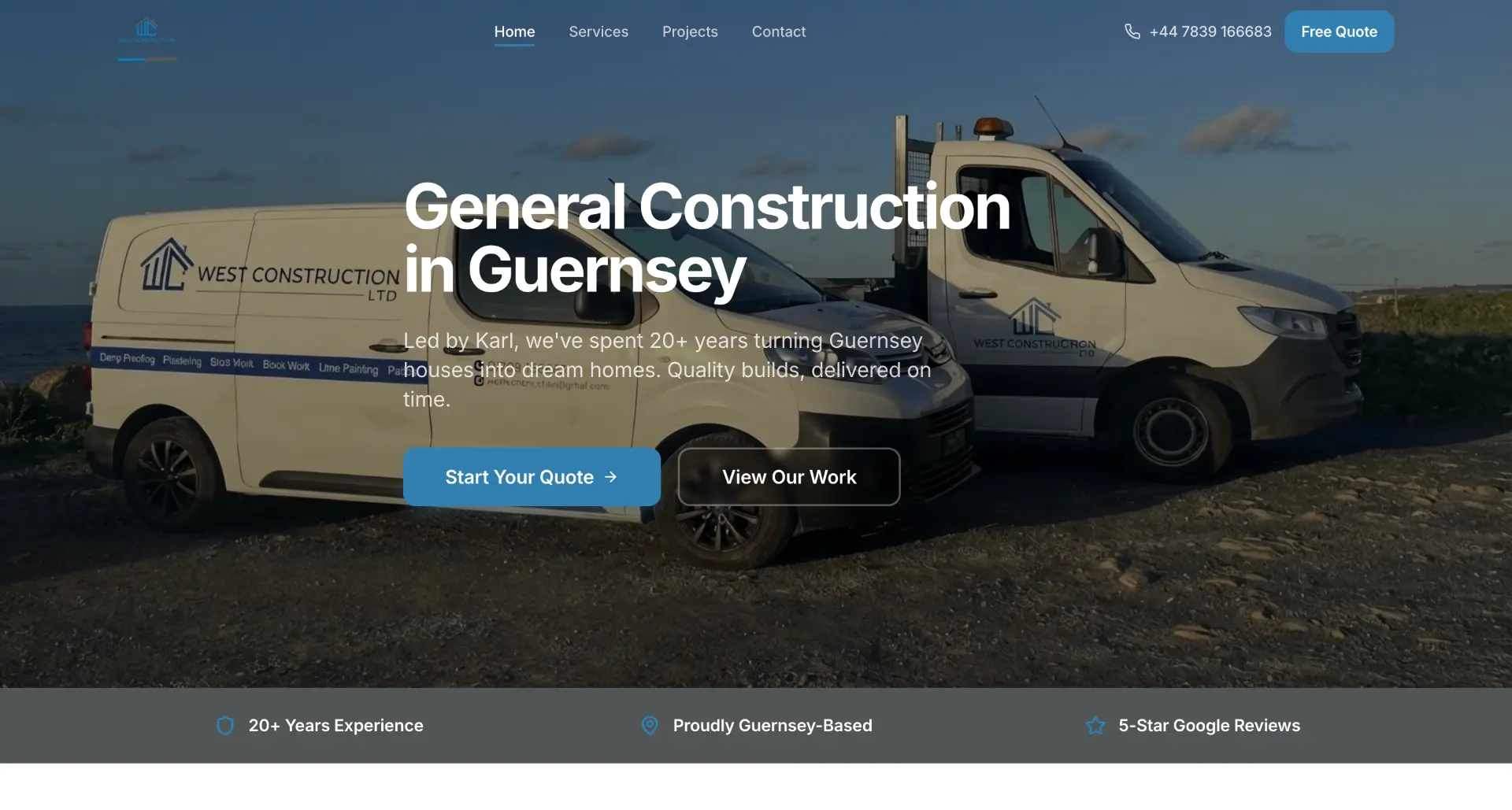 West Construction website homepage
